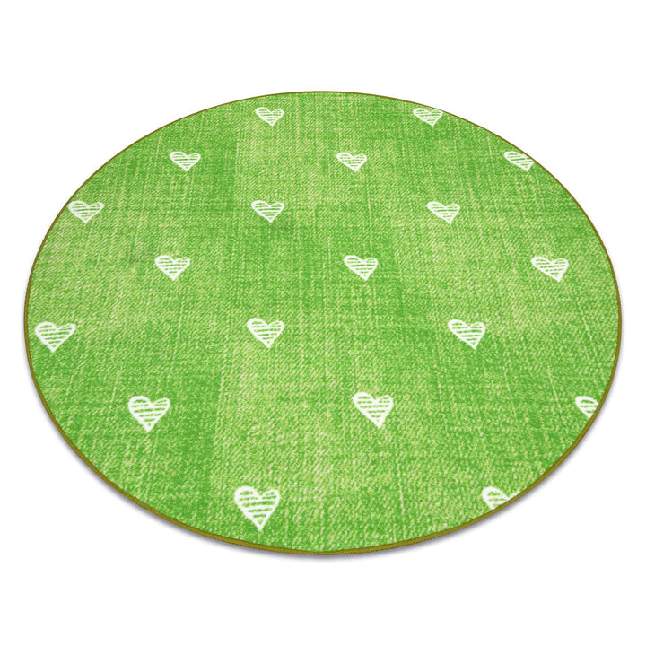 rugsx Teppich für Kinder Hearts Jeans, Vintage Herzen - grün Kreis 100 cm HEARTS grün kreis 100 cm,
