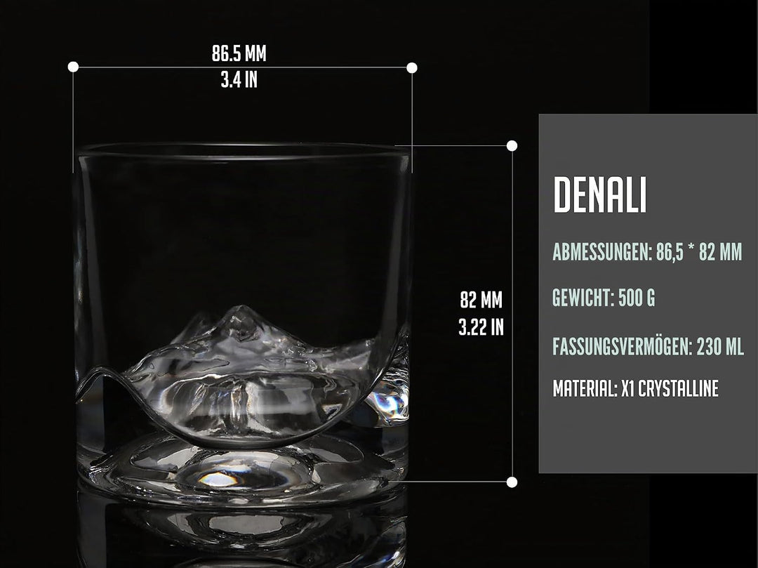 LIITON Exklusiv Whisky Gläser Set Denali 2-teilig aus Kristallglas, Tumblergläser, Geschenke für Män