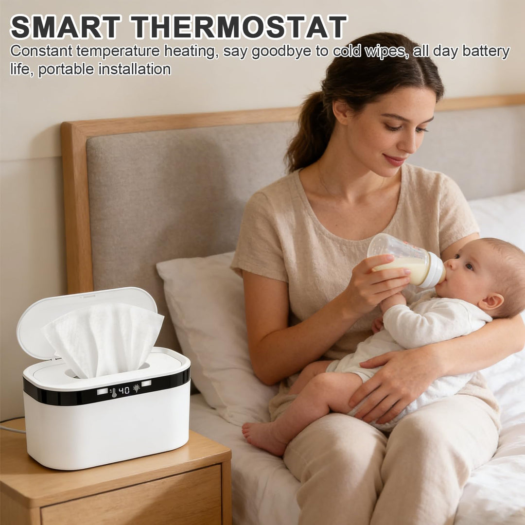 Feuchttücher Wärmer Baby 3 Heizstufen & Konstanttemperatur 10W USB Wipes Warmer mit LED-Nachtlicht S