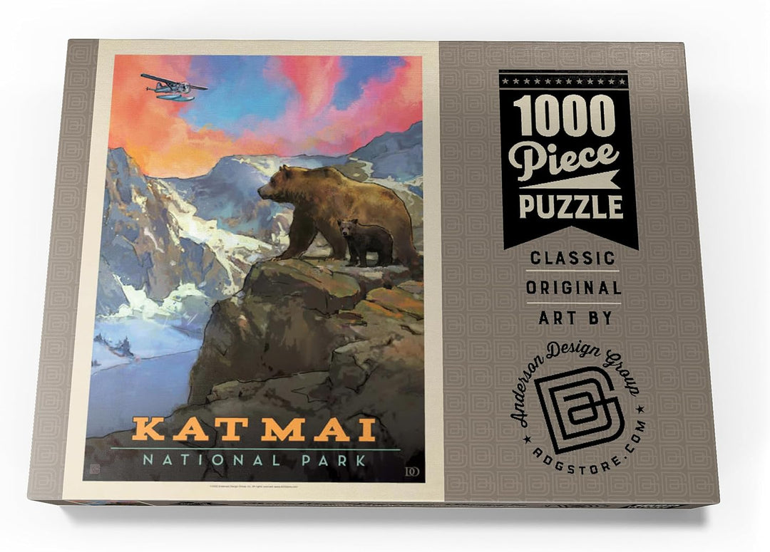 Katmai National Park: Mountain View, Vintage Poster - Premium 1000 Teile Puzzle - MyPuzzle Sonderkol