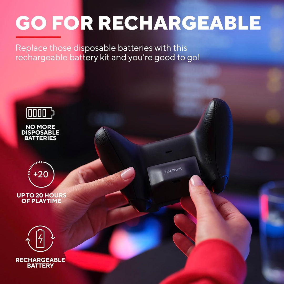 Trust Gaming GXT 246 Avado Xbox Controller Akku für Xbox Series X/S Konsole, Wiederaufladbarer Akku