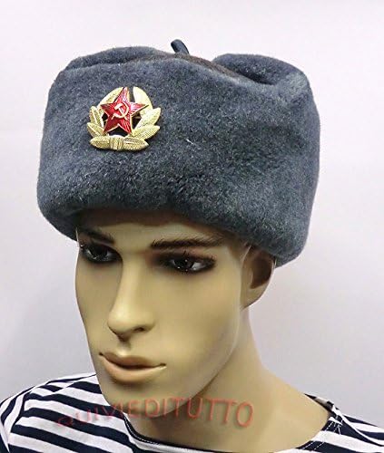 Mütze aus echter Wolle in russischer Armee, Original Soviet Ushanka Grösse M (EU)