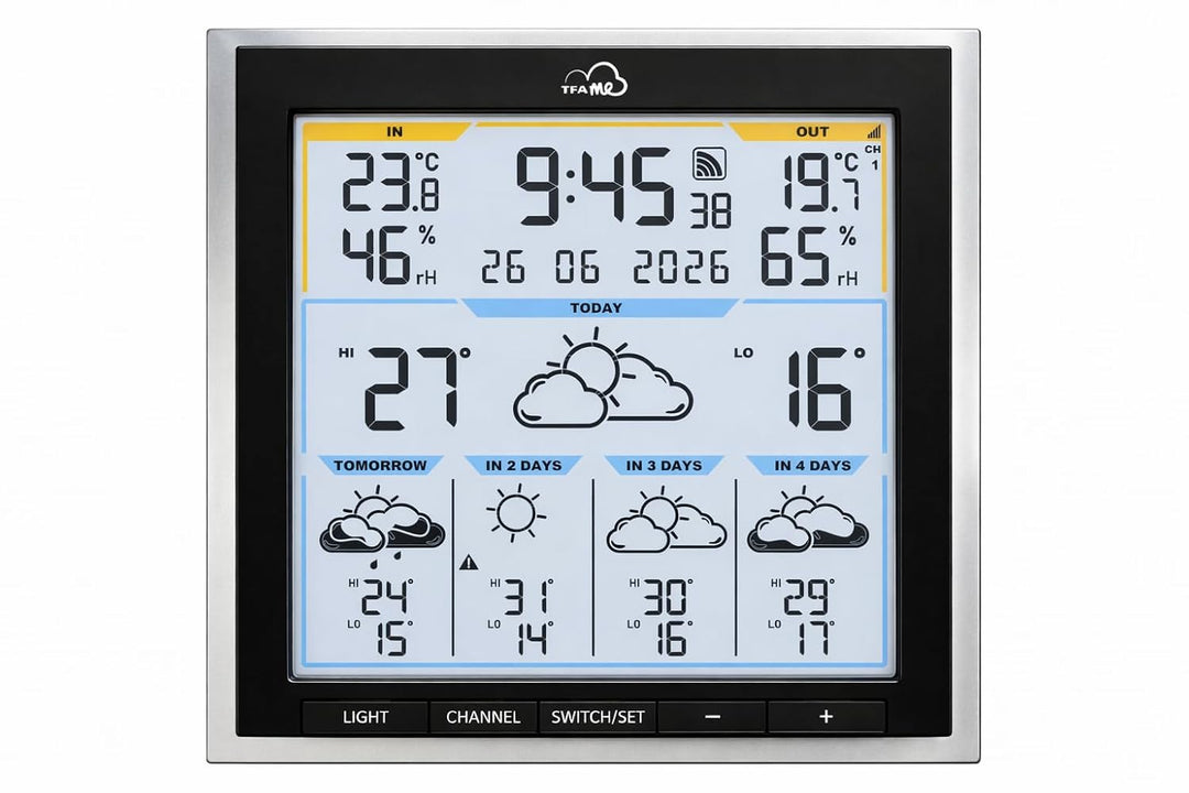 TFA 35.8105 WLAN Funkwetterstation TFA.me ID-08 Wetterprognose wetter.com 5 Tage mit Wettersymbolen,