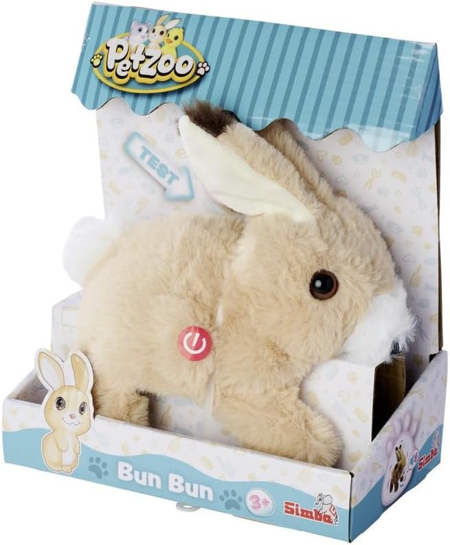 Simba PetZoo BunBun, Spielzeug Haustier, läuft, wackelt mit Nase und Ohren, 19cm, ab 3 Jahre STK, ST