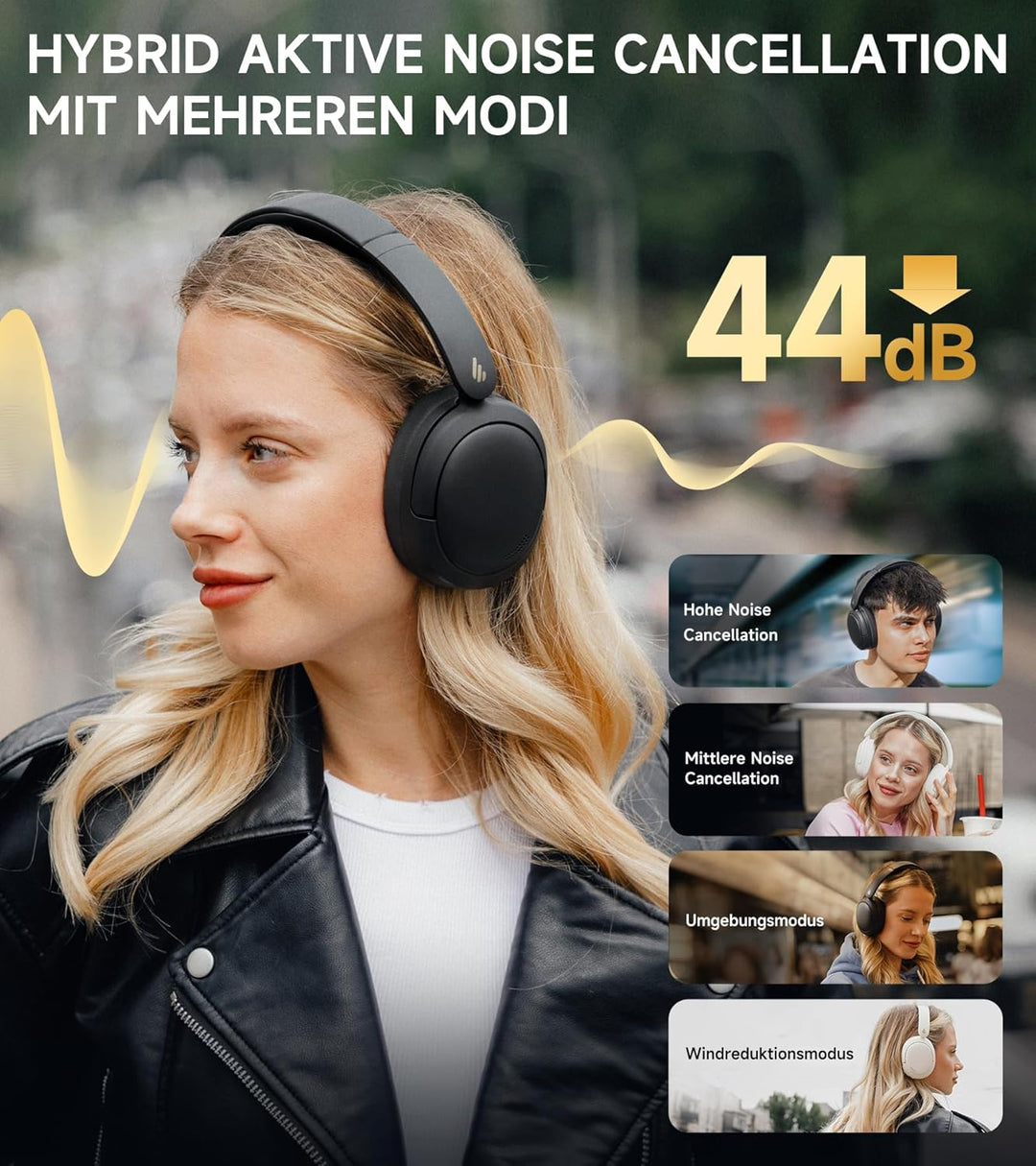 Edifier W800BT Pro Hybrid ANC Kopfhörer, Hi-Res Audio, 45Std. AKKU, Schnelles Aufladen, Faltbar, Kab