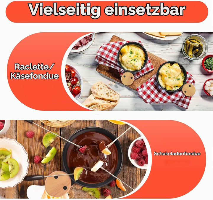 4 Stück Mini Raclette Grill Set, Teelicht-Raclette antihaftbeschicht, Raclette Teelichtofen, Antihaf