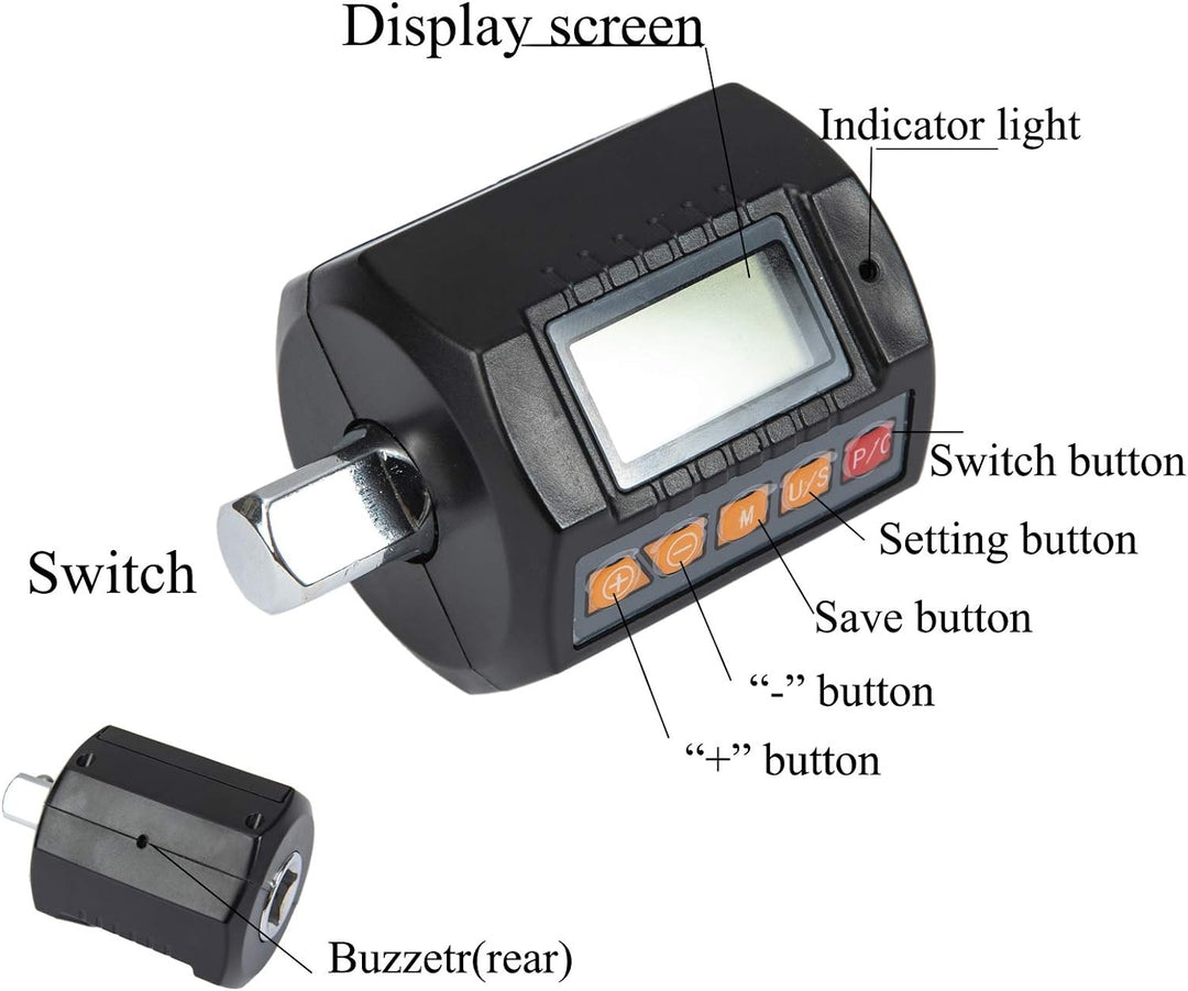 Beslands Digitaler Drehmomentadapter Grosser Bildschirm Digitalanzeige Drehmomentmesser Einstellbare