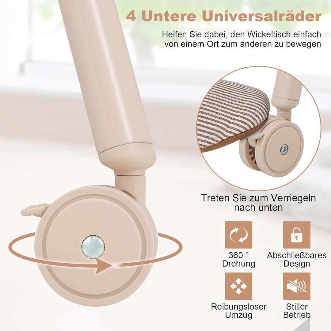 COSTWAY 4 in 1 Wickeltisch mit Badewanne, tragbare Wickelkommode mit PVC-Auflage & Abflussrohre, mob