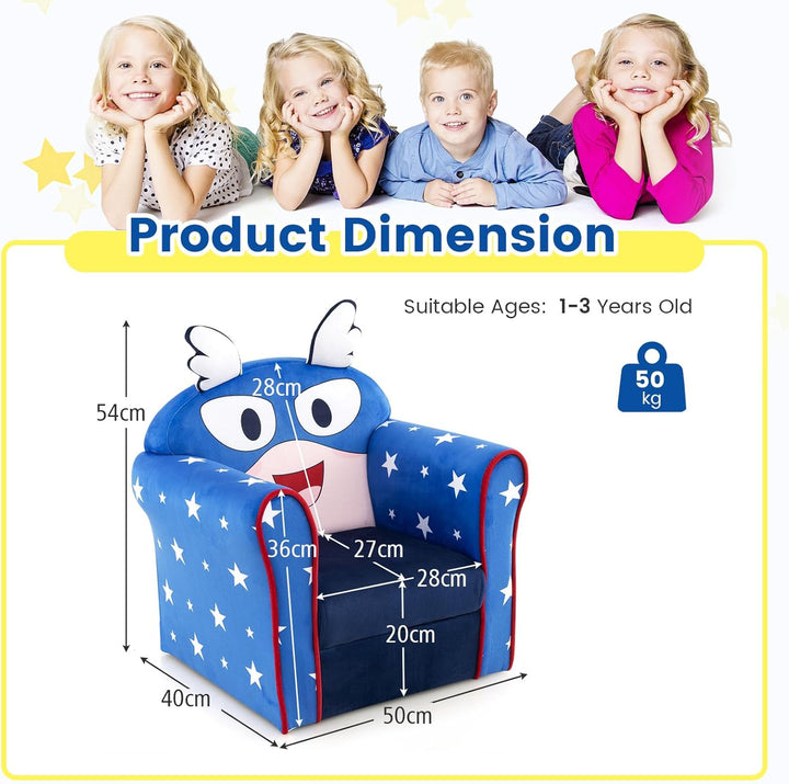 DREAMADE Kindersessel mit Rückenlehne & Armlehnen, Kindersofa mit süssen Mustern & Schaumstoff, Kind