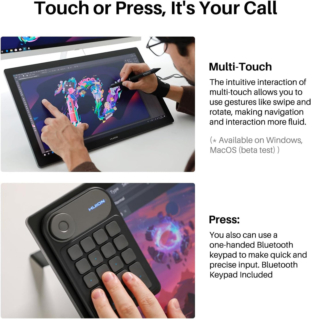 HUION Kamvas Pro 19 4K UHD Grafiktablett mit Display, PenTech 4.0 batteriefreier Stylus mit 2nd Gen