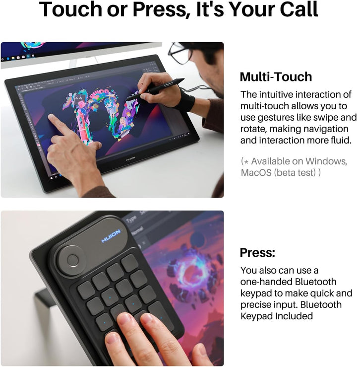 HUION Kamvas Pro 19 4K UHD Grafiktablett mit Display, PenTech 4.0 batteriefreier Stylus mit 2nd Gen