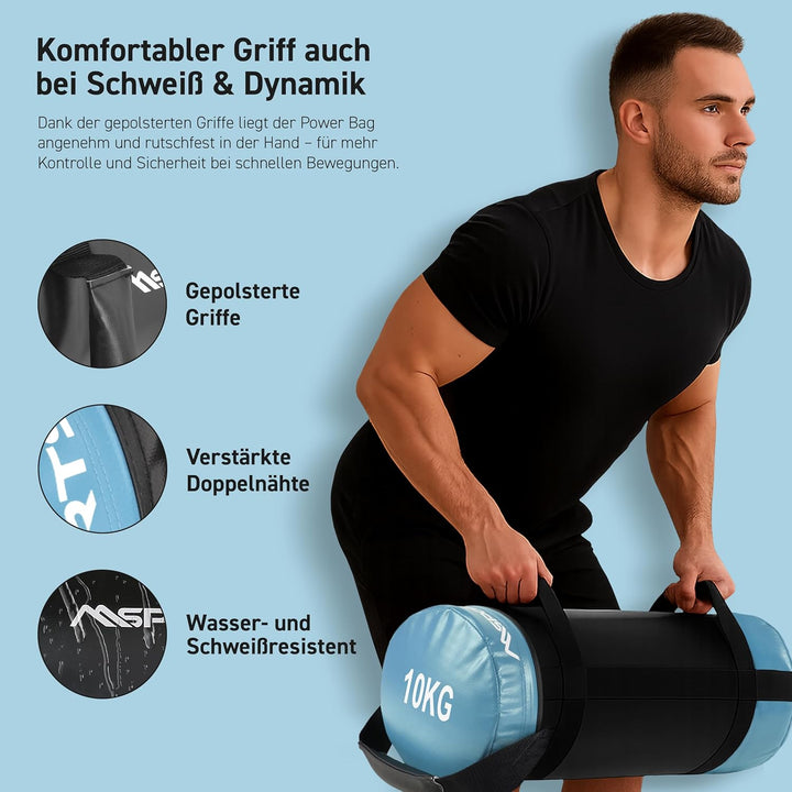 MSPORTS Power Bag Premium 5-30 kg Fitness Bag - Sandsack für Functional Fitness Gewichtssack 10