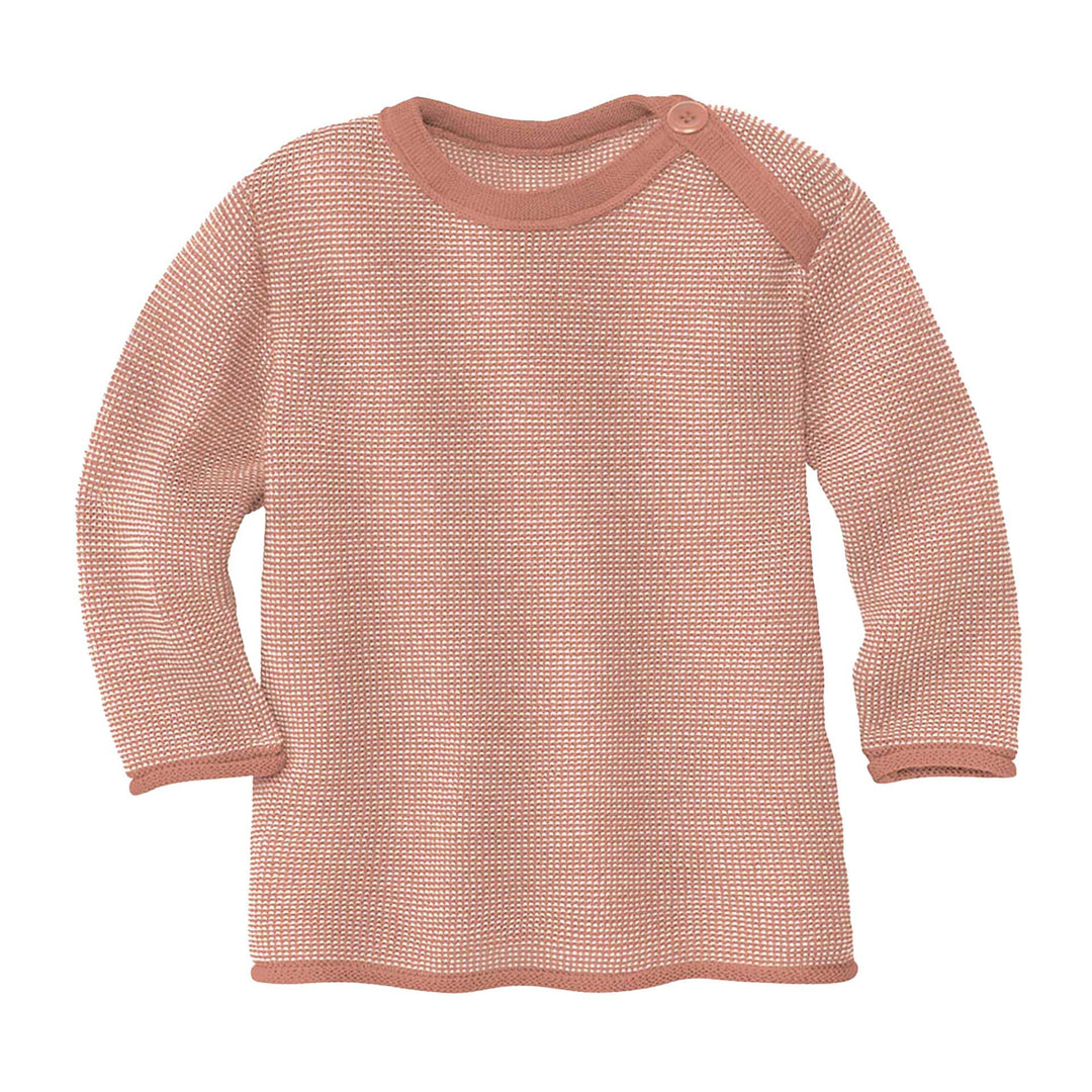 Disana Melange-Pullover, 100% Bio-Merinowolle GOTS, IVN Best | mit Knopfverschluss am Kragen | Baby