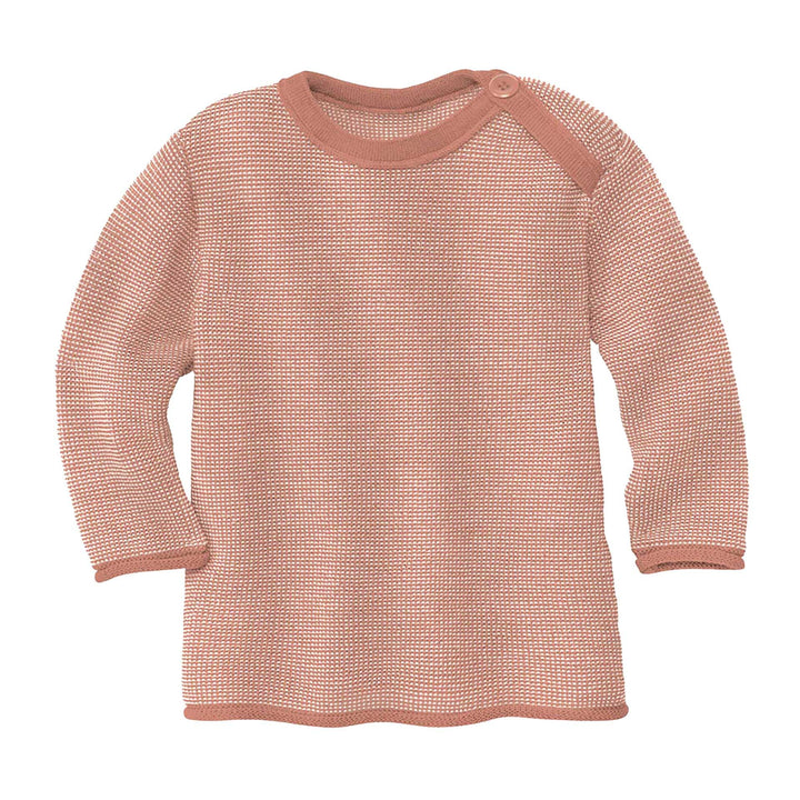 Disana Melange-Pullover, 100% Bio-Merinowolle GOTS, IVN Best | mit Knopfverschluss am Kragen | Baby