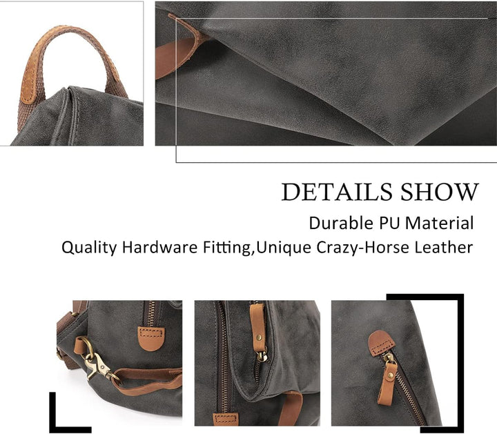 Retro Segeltuch Rucksack PU Vintage Rucksäcke PU Leder Daypack Reisetasche Schulterrucksack für Herr