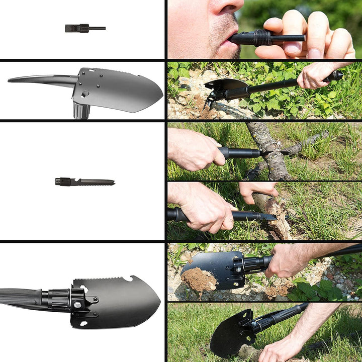 Semptec Urban Survival Technology Feuerstahl: 11in1-Multi-Werkzeug-Spaten zum Hacken, Sägen u.v.m. &