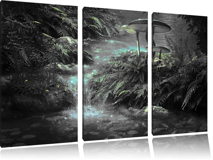 Pixxprint magischer Märchenwald als Leinwandbild/Grösse: 3 Teilig (120x80) cm/Wandbild/Kunstdruck/fe