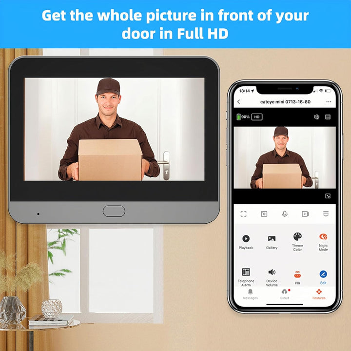 Bewinner 1080P Video Türklingel mit Kamera, 4,3-Zoll-LCD HD Bildschirm, 130° Weitwinkel, Visuelle Tü
