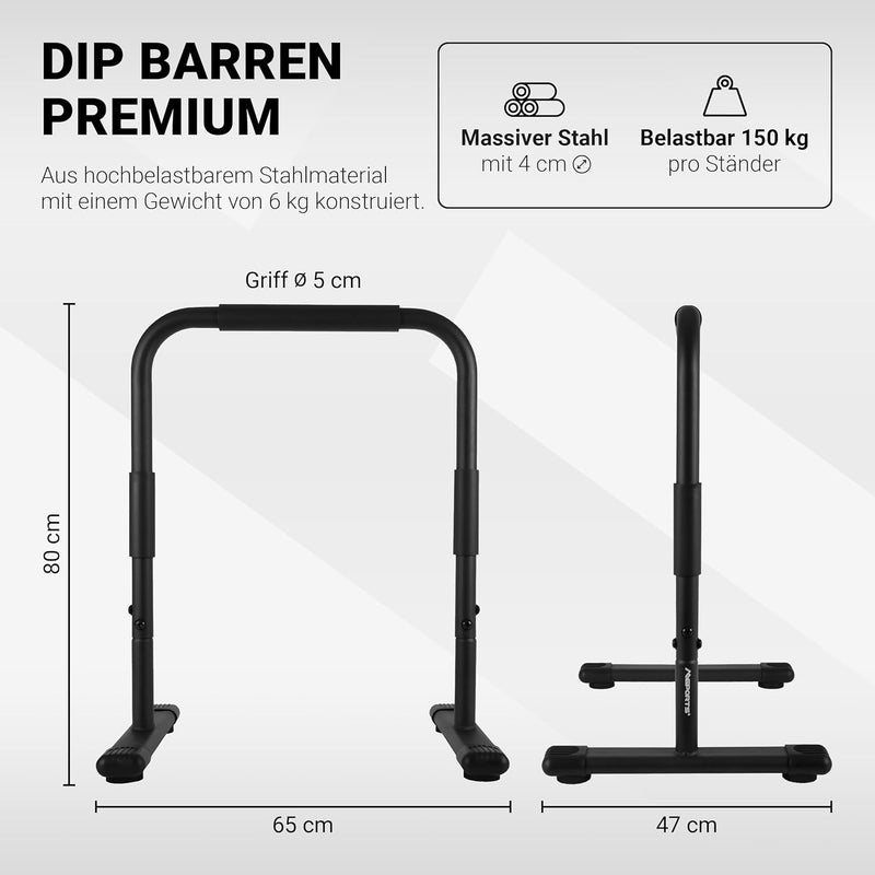 MSPORTS Dip Barren Fitness Parallettes Premium (Paar) 80x65 cm | Push Up Stand Bar I Dip Station I F