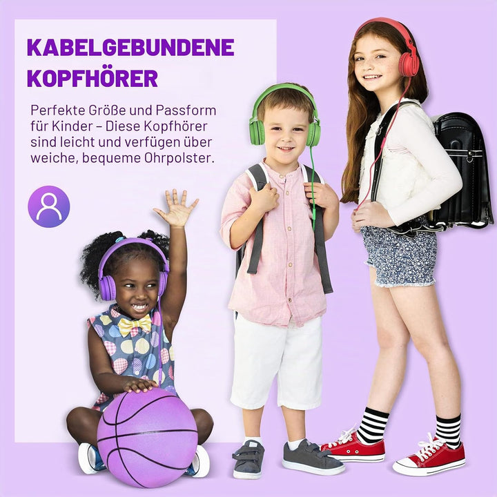 Rockpapa 952 Kinder Kopfhörer mit Kabel, Kopfhörer Kinder Mädchen, HD Mikrofon, Klinke 3.5 mm, Faltb