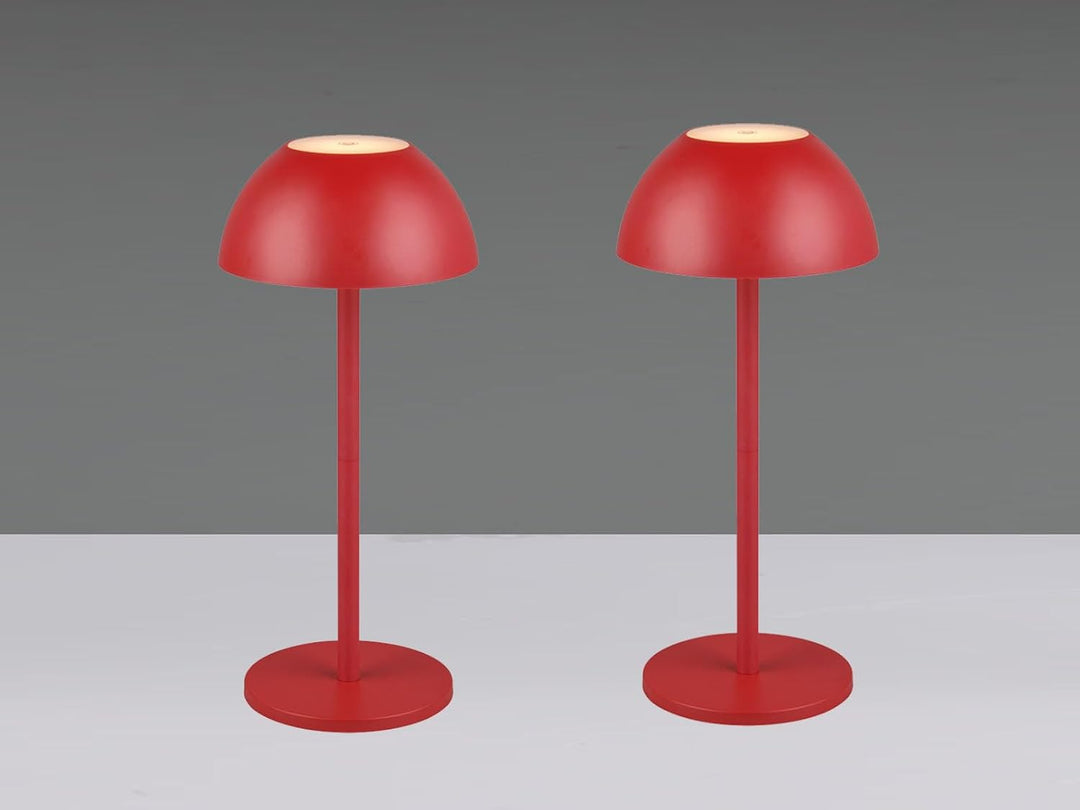 2er SET Akku Tischlampen Rot ohne Kabel für Innen & Aussen, 30cm klein, Rot