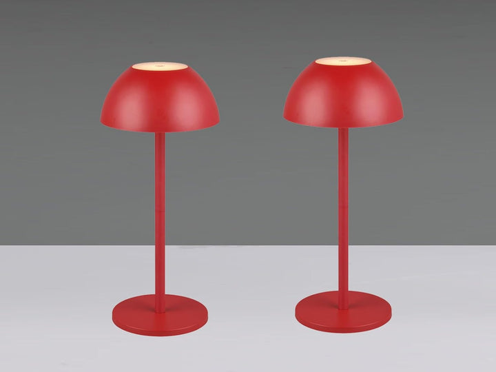 2er SET Akku Tischlampen Rot ohne Kabel für Innen & Aussen, 30cm klein, Rot