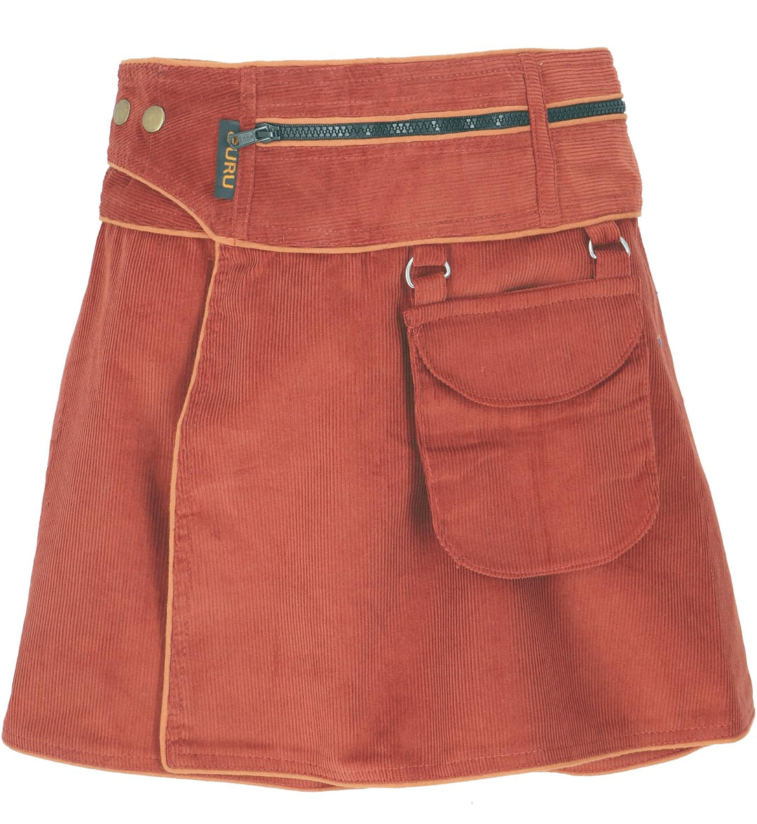 GURU SHOP Wickelrock, Cord Minirock, Damen, Baumwolle 38 Rostorange, 38 Rostorange