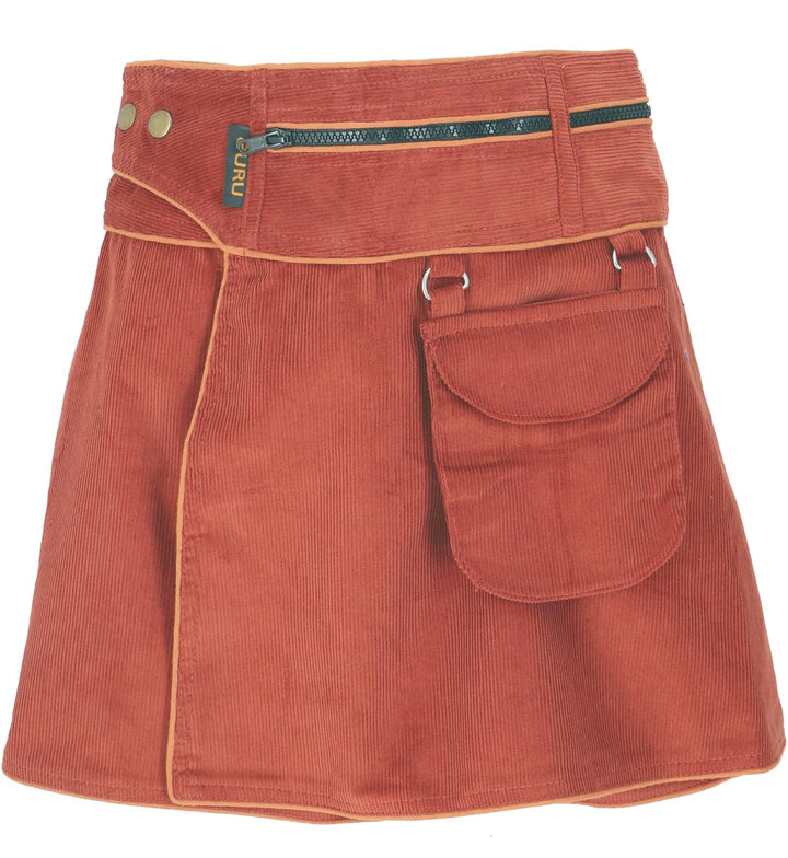 GURU SHOP Wickelrock, Cord Minirock, Damen, Baumwolle 38 Rostorange, 38 Rostorange