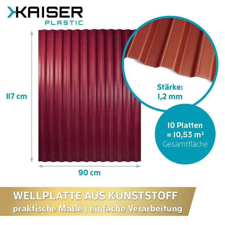 KAISER plastic® Wellplatten Ziegelrot | Wellplatten Dach, Welldach Kunststoff | Dachplatten wetterfe