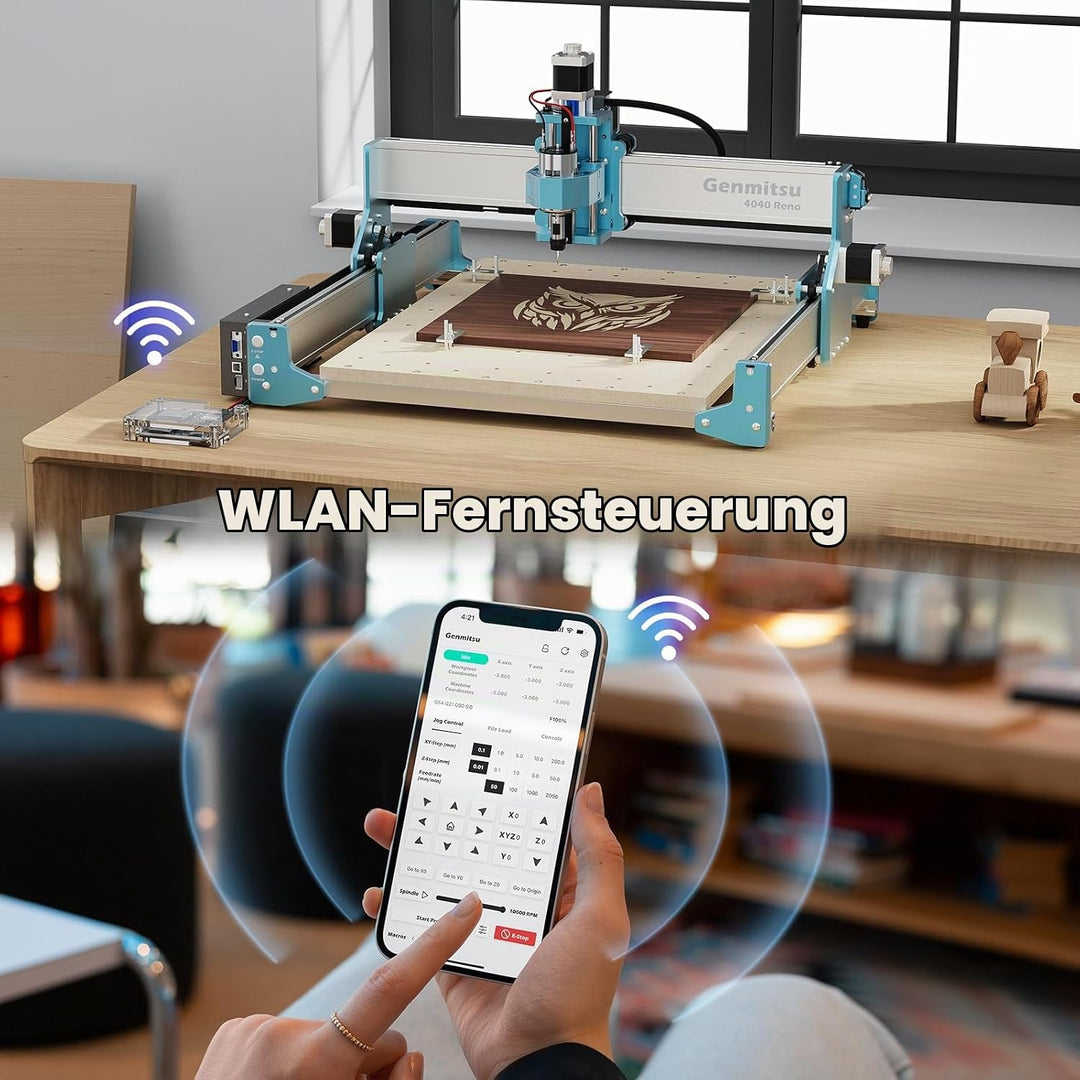 Genmitsu GGW-U232 Kabelloses Wi-Fi-Modul-Kit, G-Code-Senden per App, Fernbedienung und Monitor-CNC-O