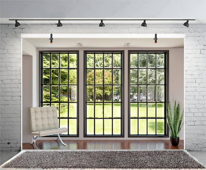 Renaiss 2.7x1.8m Moderne Villa Hintergrund Französisches Fenster Sofa Pflanze Fotografie Hintergrund