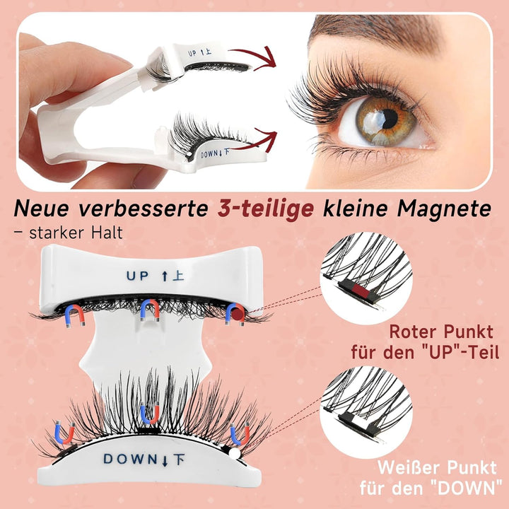Higu clace Magnetische Wimpern, Magnet Wimpern Ohne Eyeliner,Magnetische Wimpern Natural Look, Stark