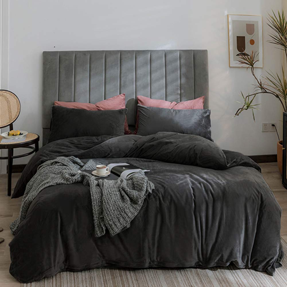 Michorinee Winter Plüsch Bettwäsche Set 200x200 Cashmere Touch Flauschig &amp; Warme Coral Fleece Uni Be