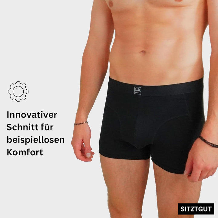 Boxershorts Herren aus Baumwolle - Trocknergeeignet, Kratzfrei ohne Etikett, Bequeme Passform, 3x Ro
