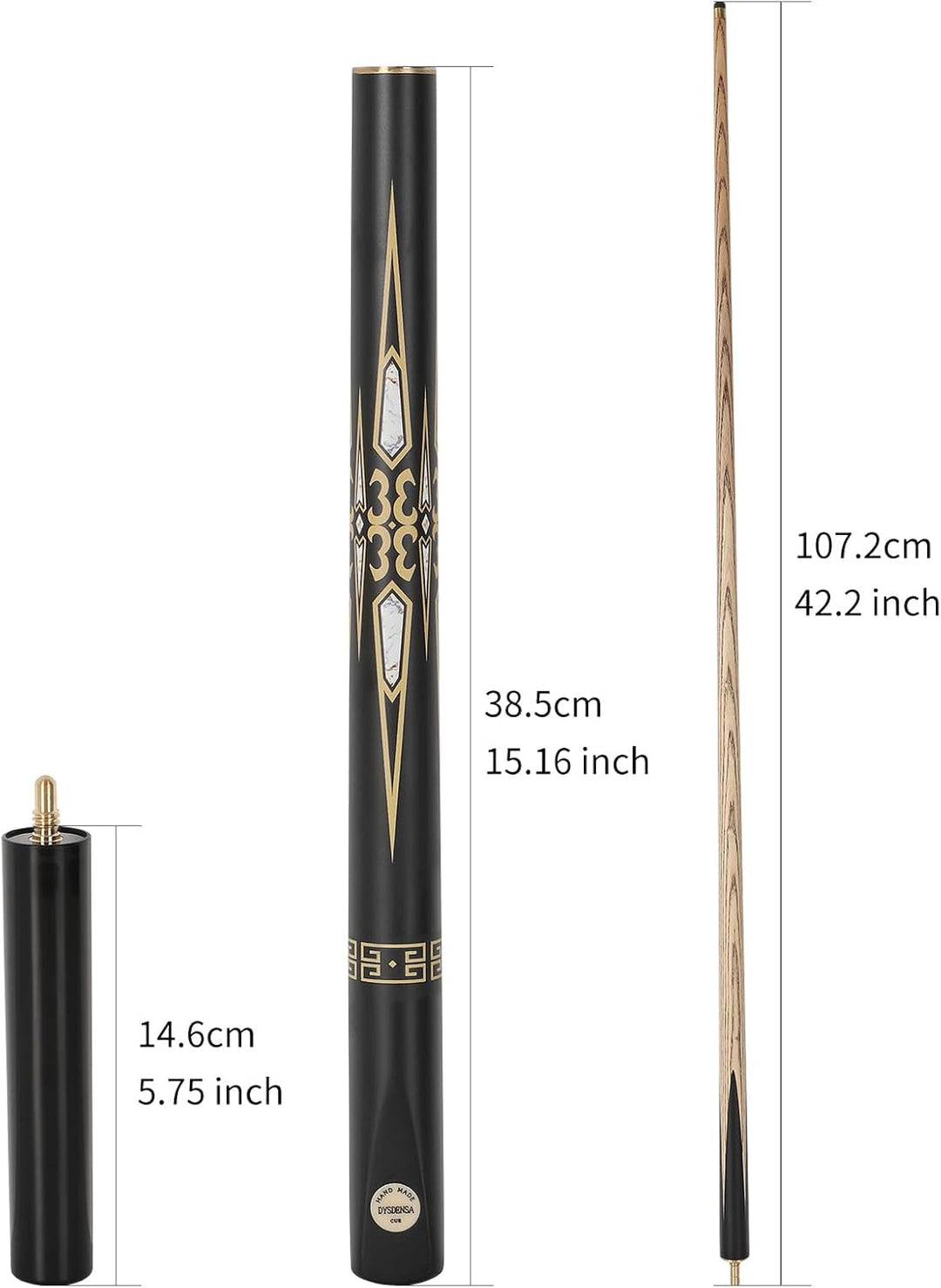 144,8 cm handgefertigter Snooker-Queuestab mit Verlängerung, langlebige Eschenholz-Konstruktion, pro