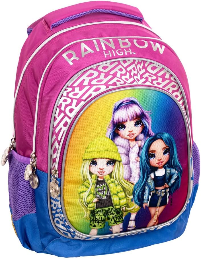 Goldkids 4er Set Schulrucksack Rucksack Federmappe Turnbeutel Aufgabenheft Rainbow High Motiv geeign