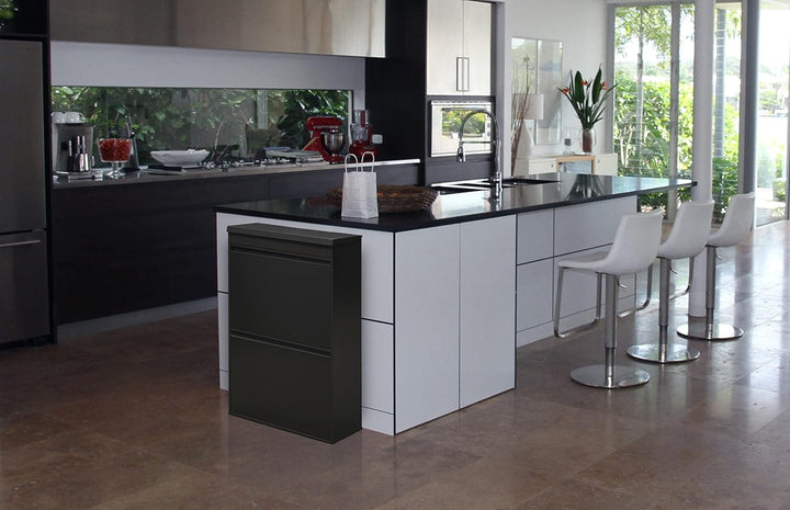 ARREGUI Top CR626-B Mülltrennsystem aus Stahl mit Aufbewahrungsbox mit Deckel | 4 Fächer Mülleimer f