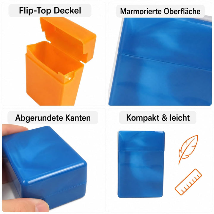 Zigarettenbox XXL für 30 Zigaretten Etui Kunststoff marmoriert ohne Steg Farbauswahl Vorratspack sta
