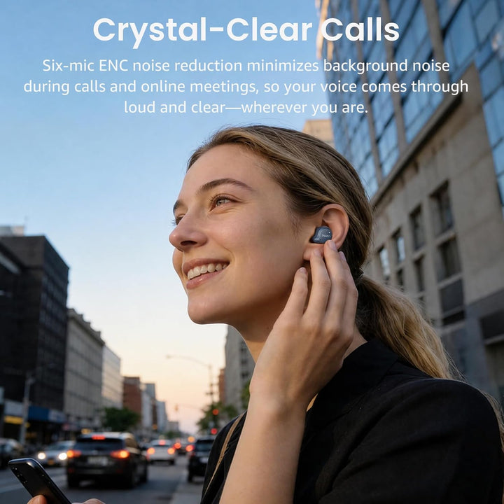 TOZO NC9 Bluetooth Kopfhörer In Ear mit Hybrid ANC (45dB), 6 Mikrofone ENC für Homeoffice & Pendeln,