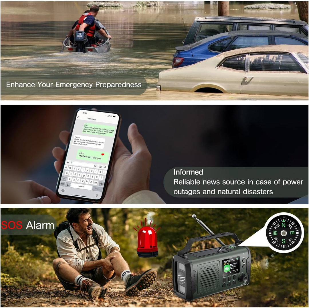 Kurbelradio DAB FM 20000mAh, Notfallradio DAB Plus Kurbel Solar, Solar Radio Notfall mit Bluetooth &
