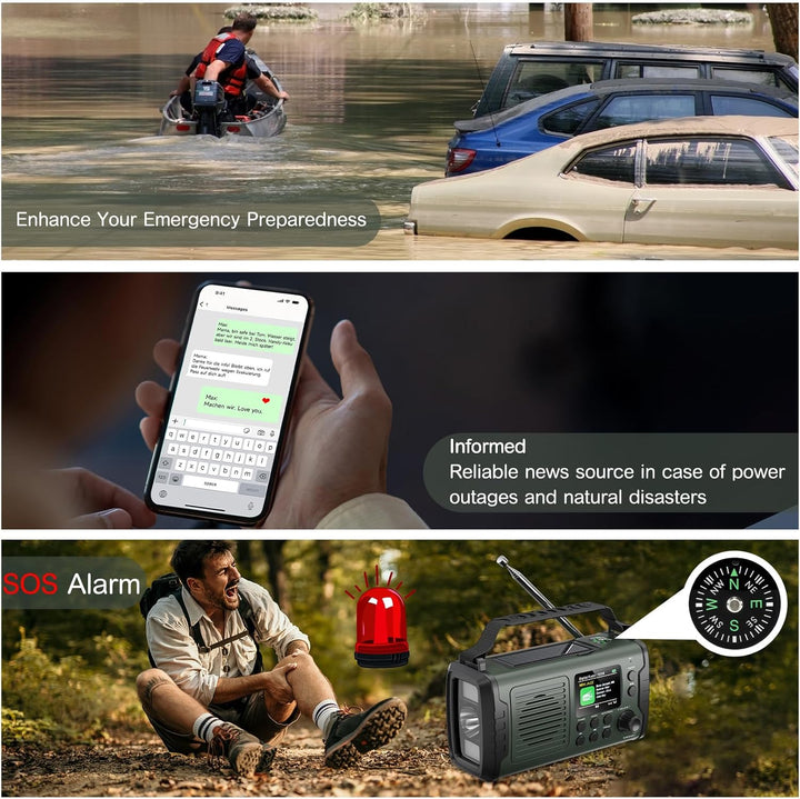 Kurbelradio DAB FM 20000mAh, Notfallradio DAB Plus Kurbel Solar, Solar Radio Notfall mit Bluetooth &