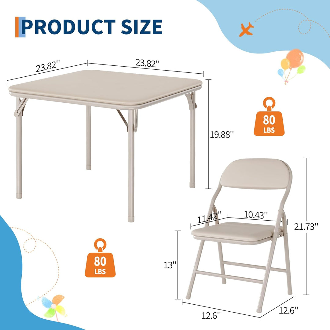 Kindermöbel-Set, zusammenklappbar, Tisch mit 2 gepolsterten Stühlen, stabiler Metallrahmen, ideal fü