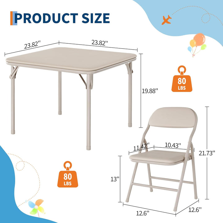 Kindermöbel-Set, zusammenklappbar, Tisch mit 2 gepolsterten Stühlen, stabiler Metallrahmen, ideal fü