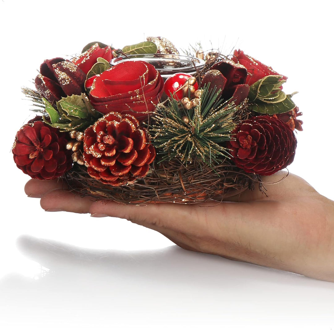 COM-FOUR® Teelichthalter - dekorativer Kerzenständer für Weihnachten und Herbst - Kerzenhalter mit n