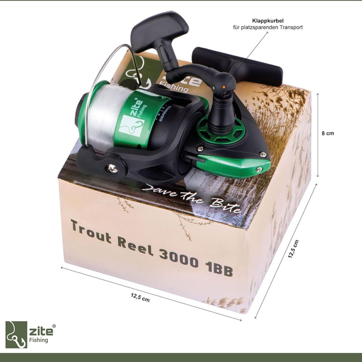 Zite Fishing Forellenrolle Bespult - Angelrolle Forellen Angeln mit Schnur Bespult - Trout Reel 1BB
