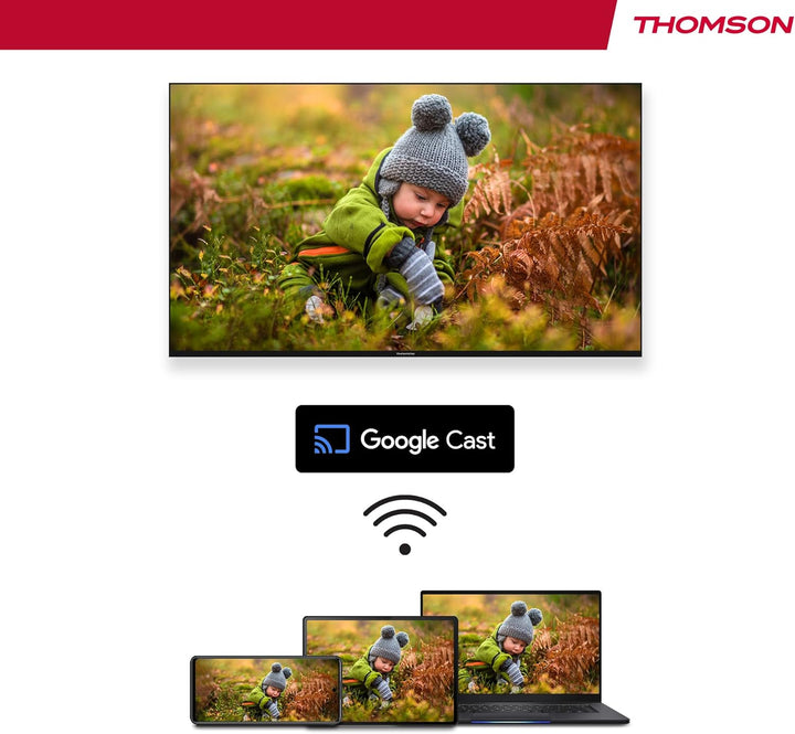 THOMSON 43 Zoll (109cm) 4K Ultra HD Smart Google TV, Wi-Fi, Dolby Audio, HDR10, Bluetooth 5.1, Tripl