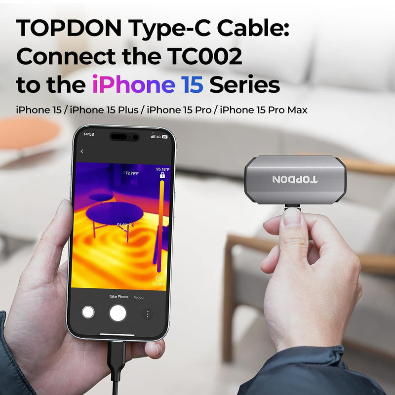 TOPDON TC002 Wärmebildkamera für iOS mit IR-Auflösung von 256 x 192px, Temperaturbereich von –20 °C