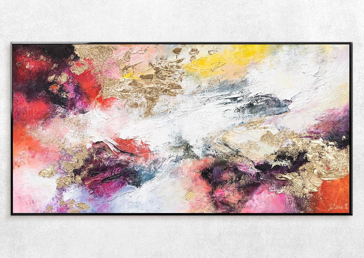 YS-Art Abstrakt Acryl Gemälde auf Leinwand heller Garten handgemalt Wandbilder Wohnzimmer modern Woh