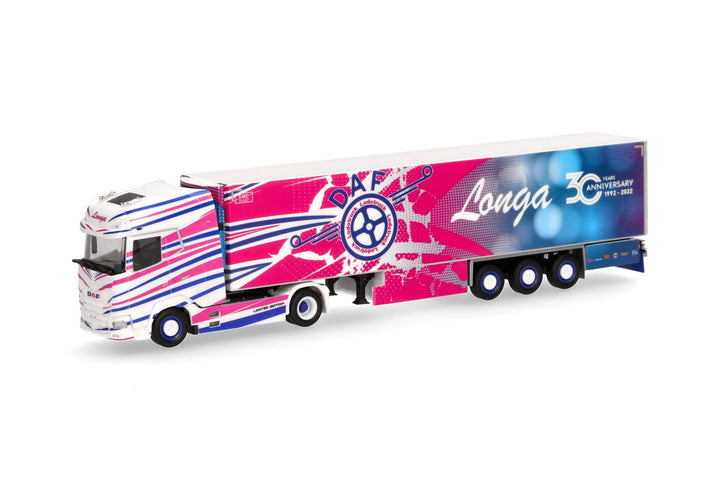 Herpa LKW Modell DAF XG+ Kühlkoffer-Sattelzug Longa (Italien/Luzzana), Miniatur im Massstab 1:87, Sa
