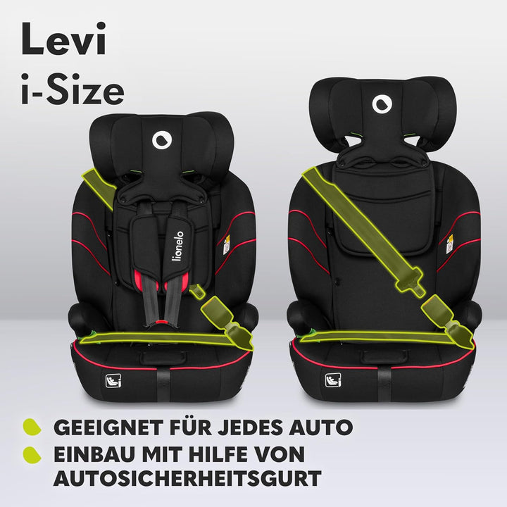 LIONELO LEVI I-SIZE 76-150 cm Kinderautositz, Gruppe 1 2 3, Seitenschutz, 10 Grad Kopfstützenverstel